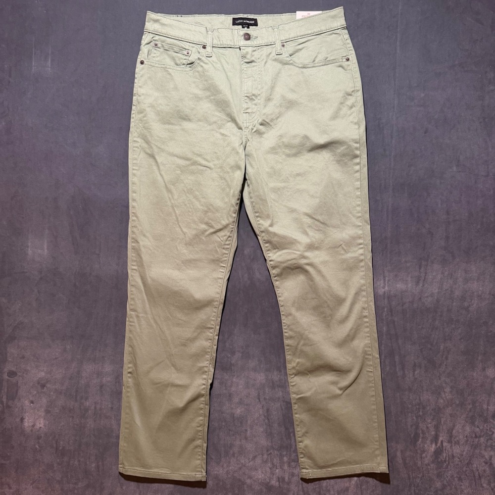Lucky Brand 410 Athletic Straight Mens 34x30 Green Advanced Stretch Pants New